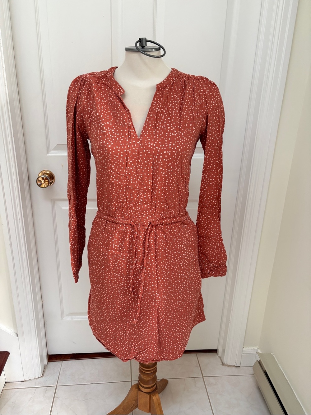 Denver Hayes Rust  Tie-Waist Midi Dress